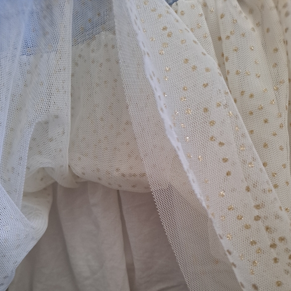 OshKosh B'gosh Vintage denim overalls with lined gold polka dot white sk… - Picture 5 of 6